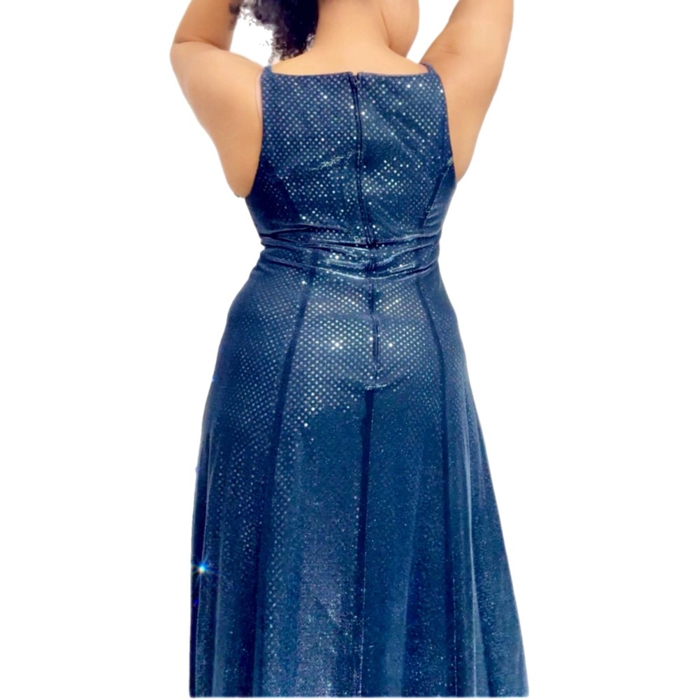 Betsy & Adam Navy Sparkling Prom Dress